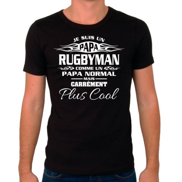 T-shirt noir "Papa Rugbyman"