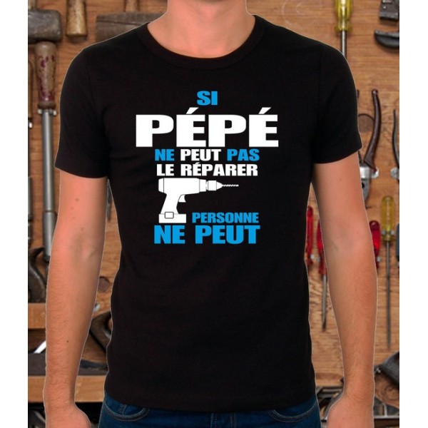 T-shirt noir "Pépé Bricoleur"