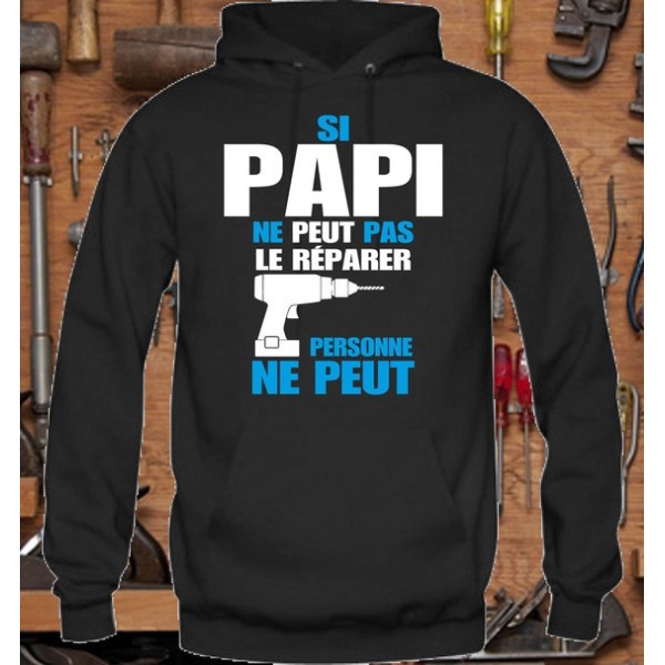 Sweat-shirt à capuche "Papi Bricoleur"