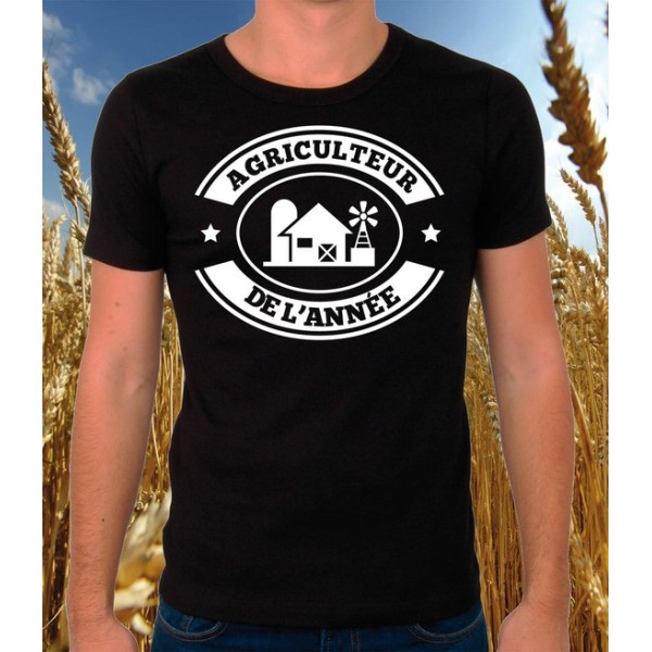 T-shirt noir "Agriculteur de l'année"