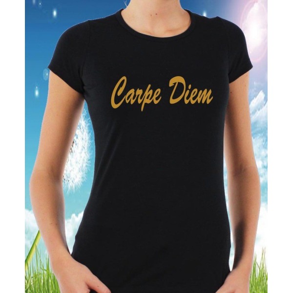 T-shirt femme noir "Carpe Diem"