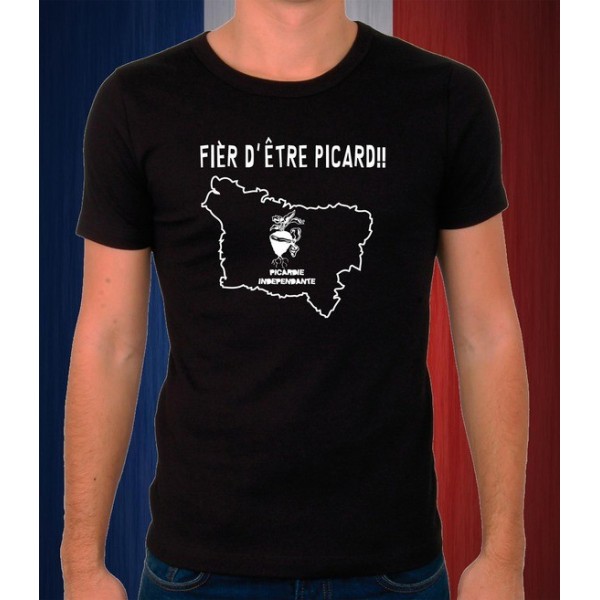 T-shirt noir "Fier d'être PICARD"