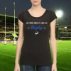 T-shirt femme noir "La femme parfaite fait du rugby"